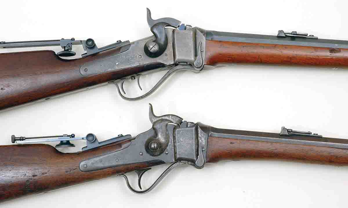 The Sharps Model 1874 had two trigger options: double set (top) and a single trigger. The set triggers were a $4.00 option.